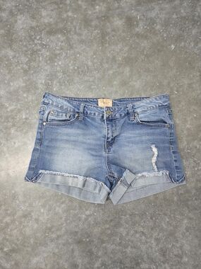 Celebrity Pink Light Blue Distressed Denim Jean Shorts Summer Size 9jr